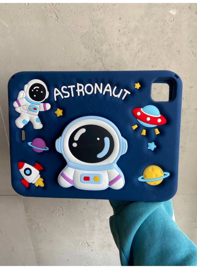 Cartoon 3D Silicon Handle Stand Cover For iPad Pro 11-Inch M4 2024 (5th Generation), iPad 11 Pro Case 2022/2021/2020/2018 (3rd 2nd 4th Gen) Funda Case (With Rope) (Space Pop) - Image 4